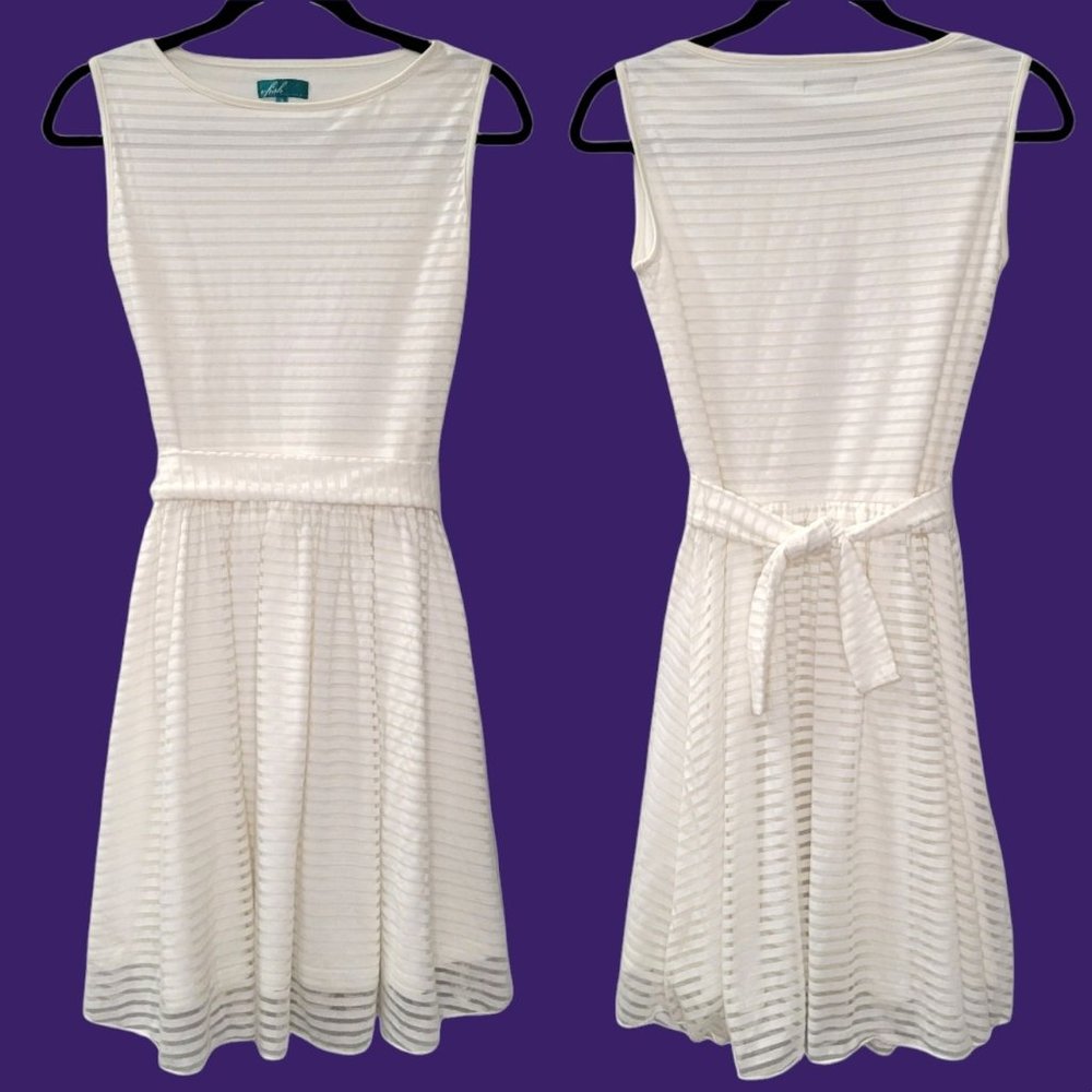 Vfish Sleeveless Boatneck Dress Small Womens Ivory White